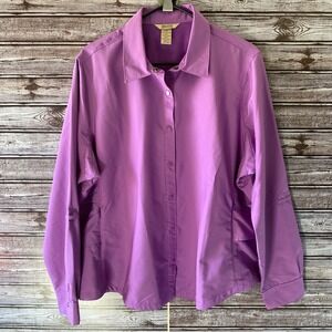 Duluth Trading Co. Women's Long-Sleeved Snap-Down Shirt Size 2XL Purple Vented